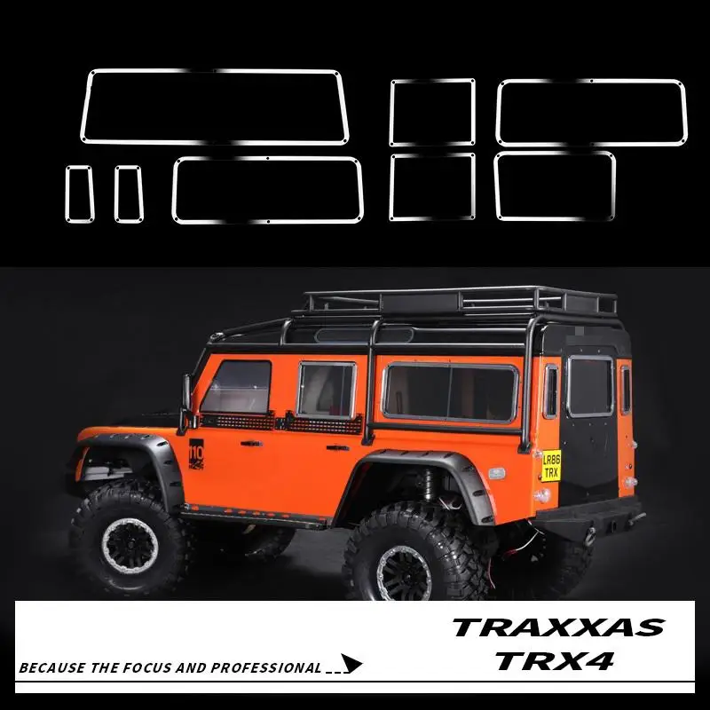 8ks okno kovový rám poškriabaných dekoratívnych dosiek pre 1/10 RC Crawler Car Traxxas Defender Trx4 Ráme okna okna okna