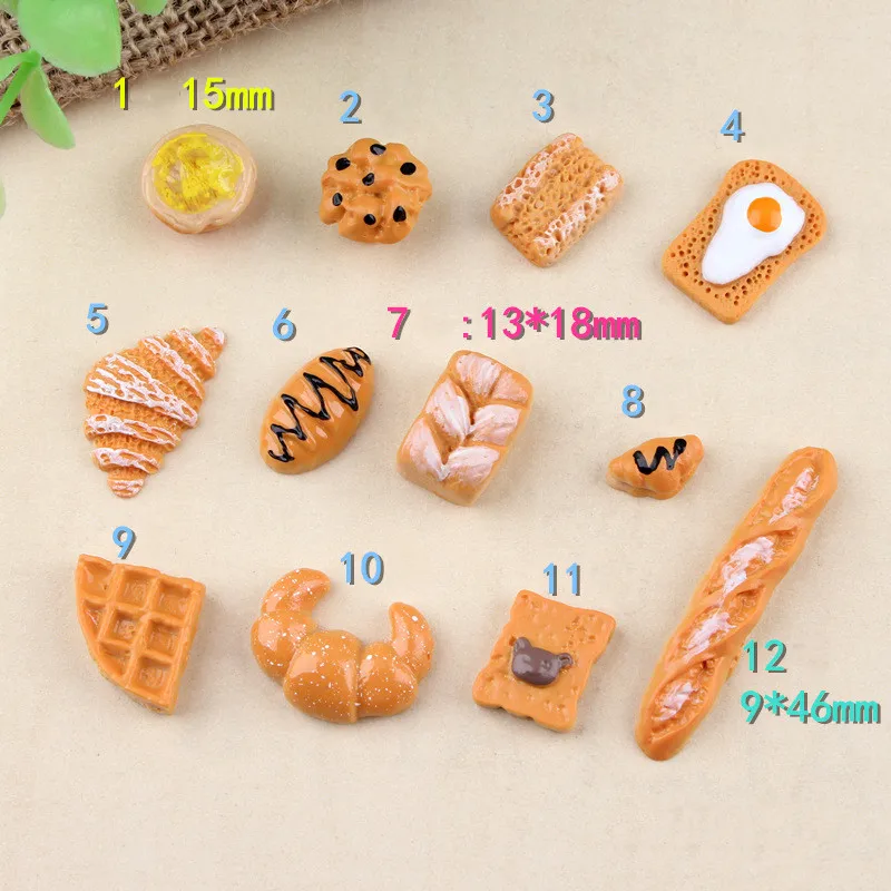 8ks raňajky vaječný koláč chlieb Flatback živice remeslá pre deko DIY Scrapbook Elding Sweets Figuríny miniatúry