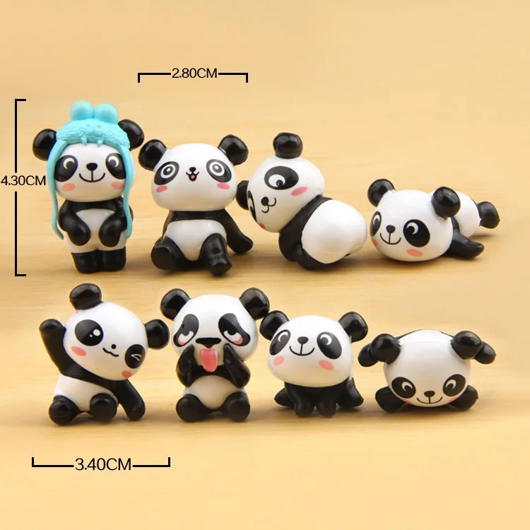 8ks/set kawaii panda akčné figúrky Rilakkuma Bear Moss Micro Krajina figúrky