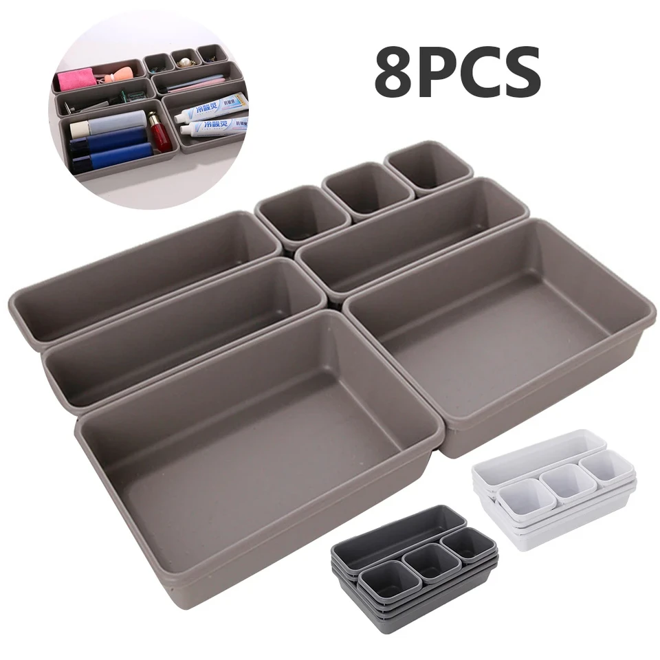 8ks/set nastaviteľná zásuvka Organizátor Box Make -up Cosmetics Sundries Držiteľ Držiteľ kuchyňa Kúpeľňa kúpeľňa skrine šperky