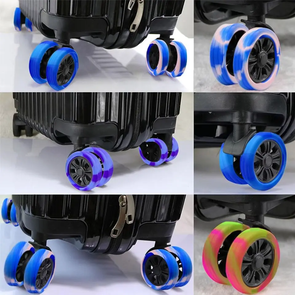 8ks Silikónová batožina topánky s tichým zvukom redukovať koleso Wein Troley Box Casters Cover Cover Sucts