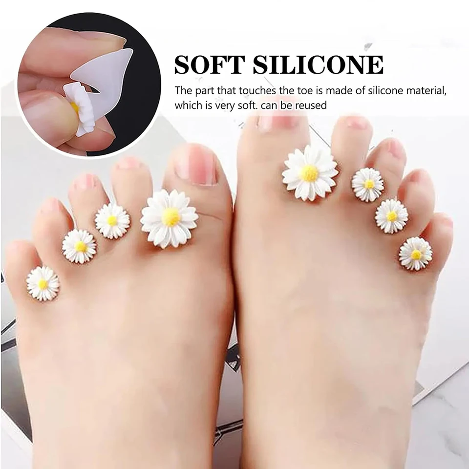 8ks/taška Daisy Flower Toe Separatory Summer Foot Clins Tools Tools Silikone Toe Separators Spacers Nosovače pedikúry manikúru pedikúry