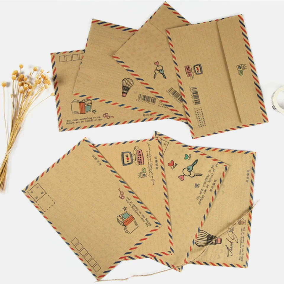 8ks Vintage Kraft Classic obálky B6 Mini obálky Post Photo Letter Darče