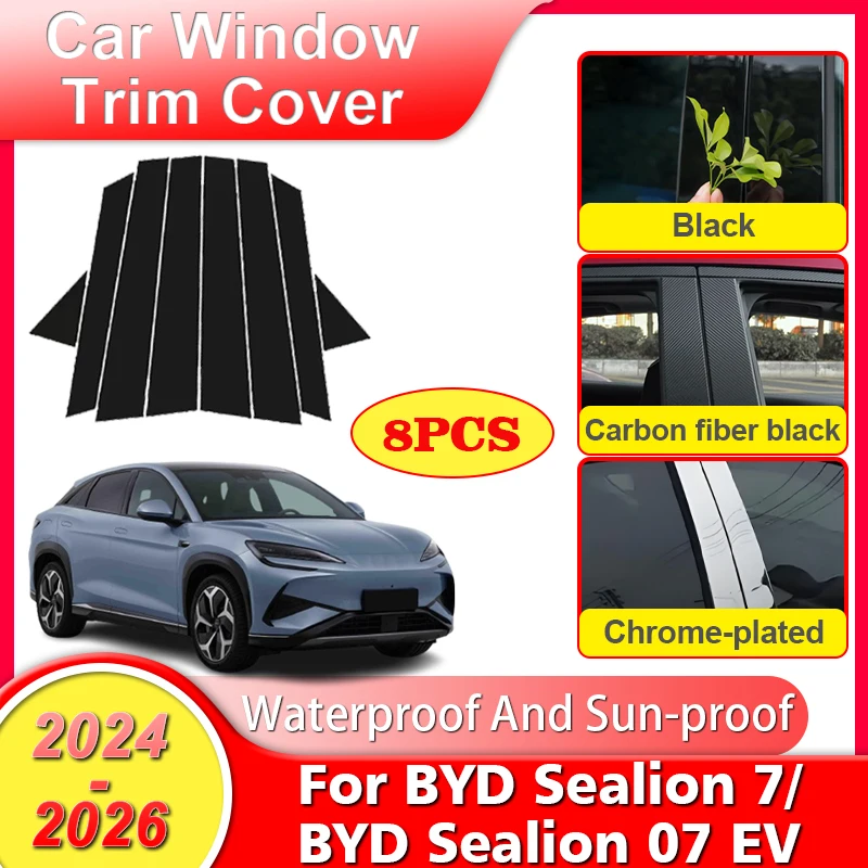8ksový obklad automobilu pre okno pre BYD TEALION 7 Príslušenstvo 07 EV 2024 2025 2026 CAR BC Stĺpcový stĺp STILARE DECORATIORE SICKERS