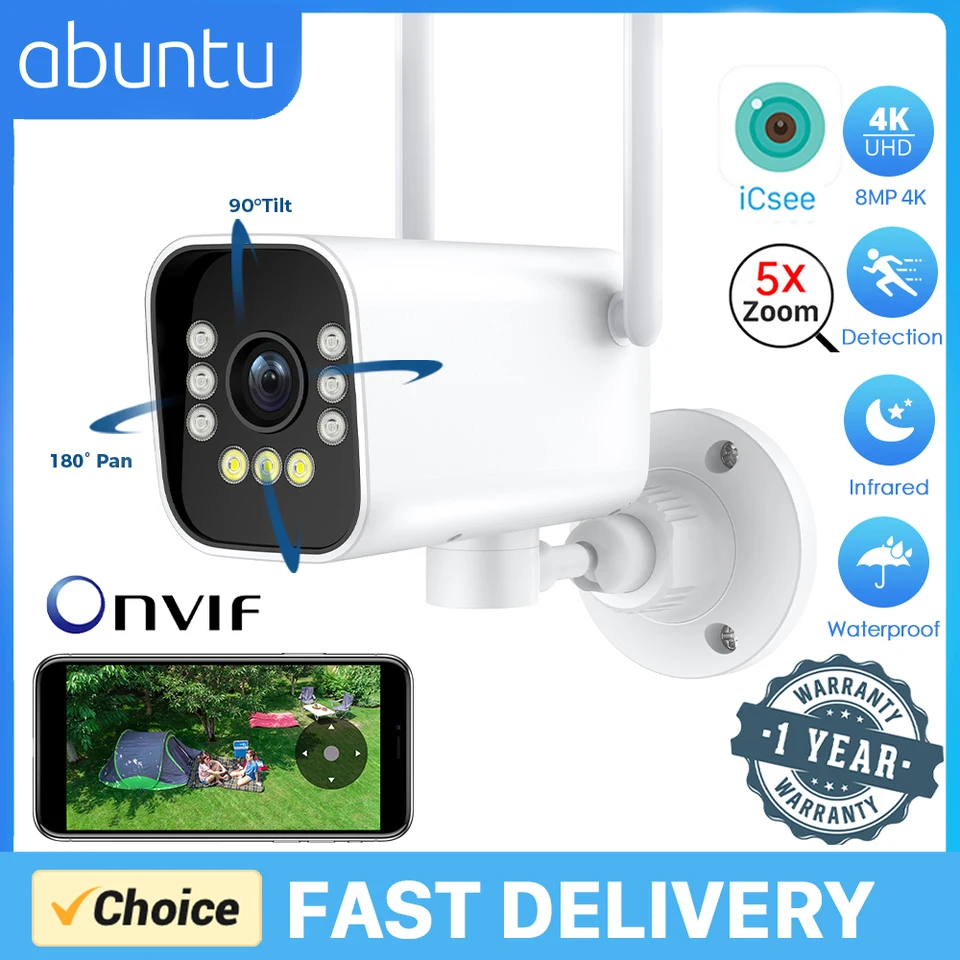 8MP 4K PTZ WiFi IP fotoaparát Outdoor H.265 Dozorný fotoaparát automatické sledovanie Audio 2MP guľka Camera Domov bezpečnosť ochrana ICSEE ICSEE