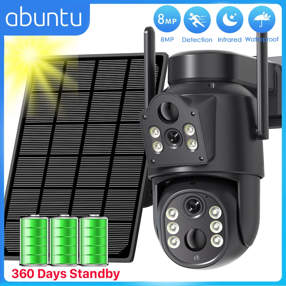 8MP 4K Wireless Solar Camera Outdoor Pir Human Detection WiFi Sledovacia kamera Solárny panel 365 dní v pohotovostnom videní Cam