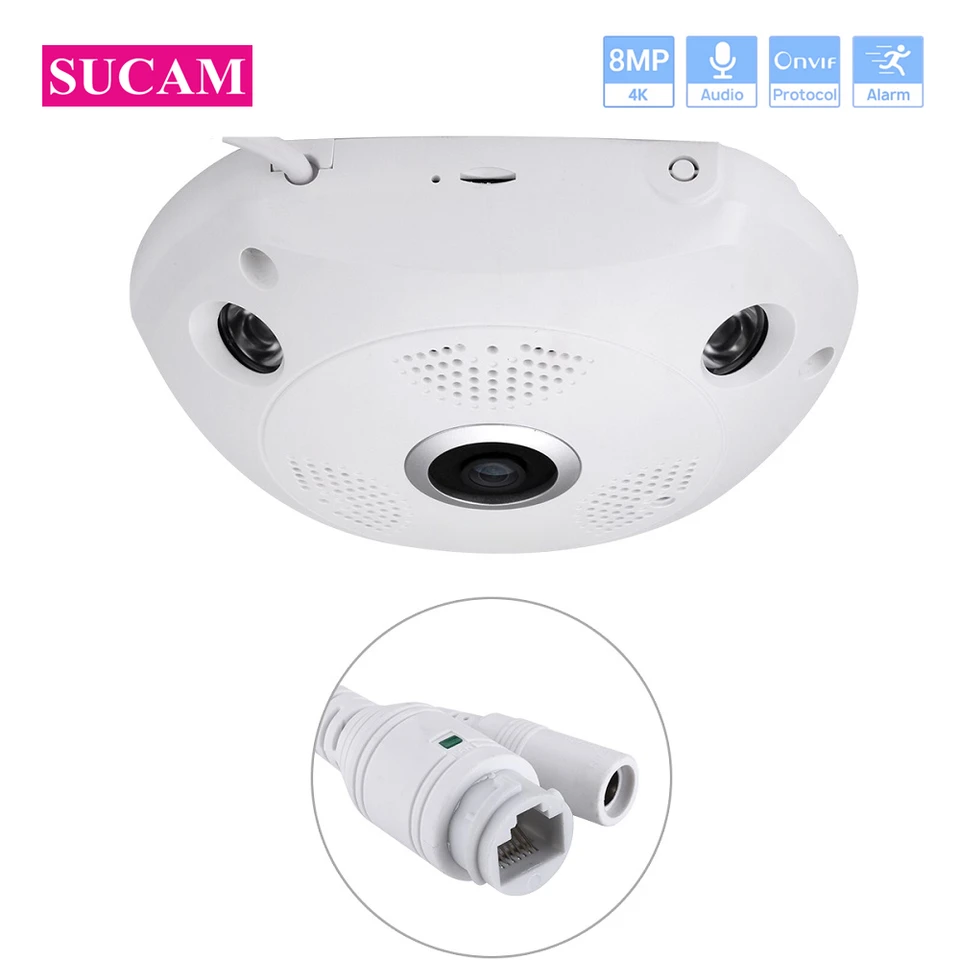 8MP káblové poe fotoaparát Dome Onvif široký uhol obojsmerne Talk Audio Video Surveillance Home Security Camera