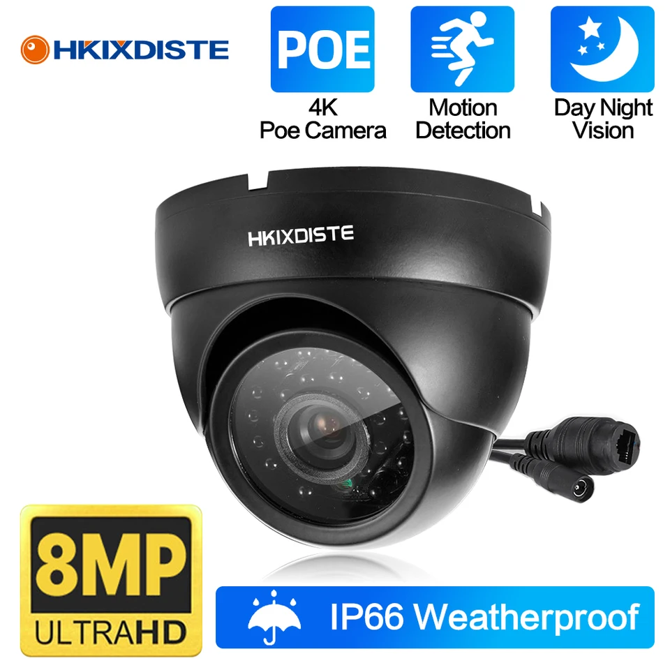8MP Poe bezpečnostná kamera Infračervená nočná vízia Outdoor Metal Dome Cam Smart AI Human/CAR/PET DETECTION CAMERAS
