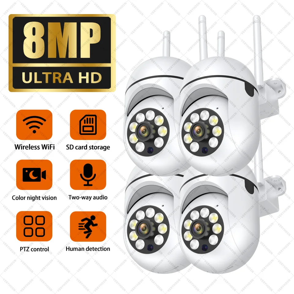 8MP WiFi Camera HD PTZ Outdoor 4x Digital Zoom AI Human Motion Detect Detect Full Night Vision CCTV Security Durveillance Camera