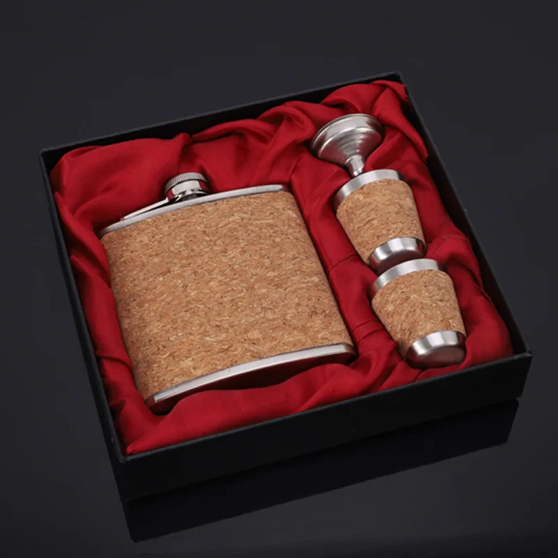 8oz prenosná flagonová bedrová banka set handrička s kožou šálok pre whisky vodku vínny kvet