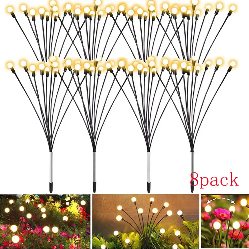 8pack Outdoor LED solárne svetlá Waterproof solárne svetlá Solar Firefly Lights Lawn Lamp Garden Lamp pre cestu dekoratívne krajina