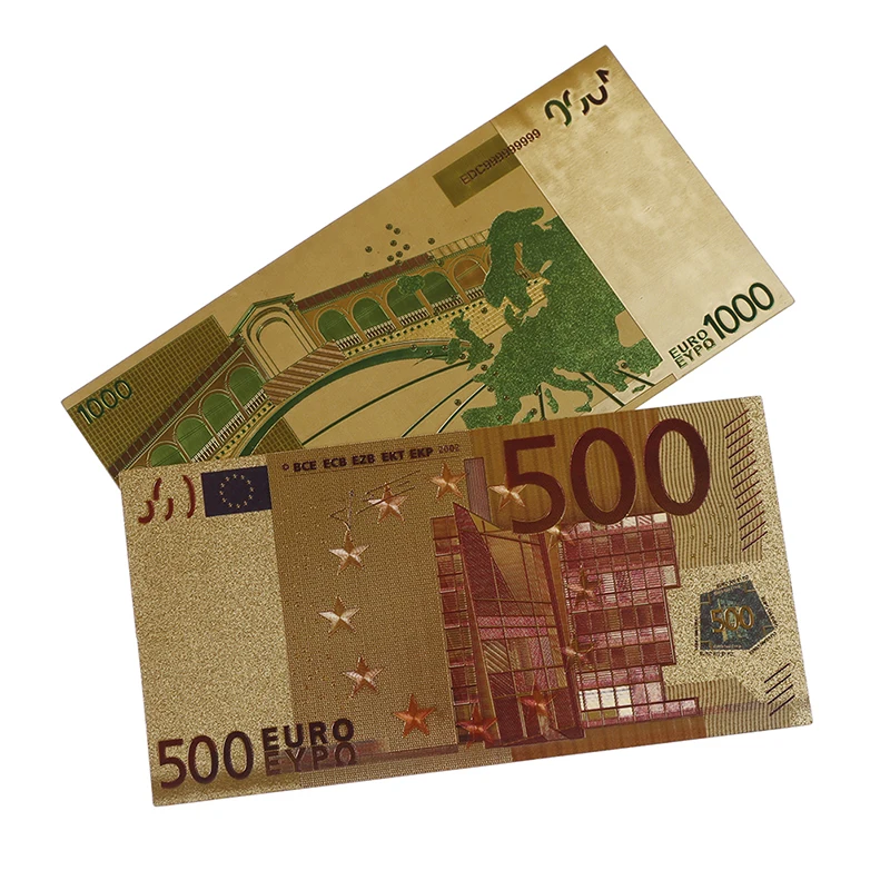 8pc/set euro banka BankNote zlatá fólia papier Piene Crafts Collection Zbierka bankovka poznámka Mena