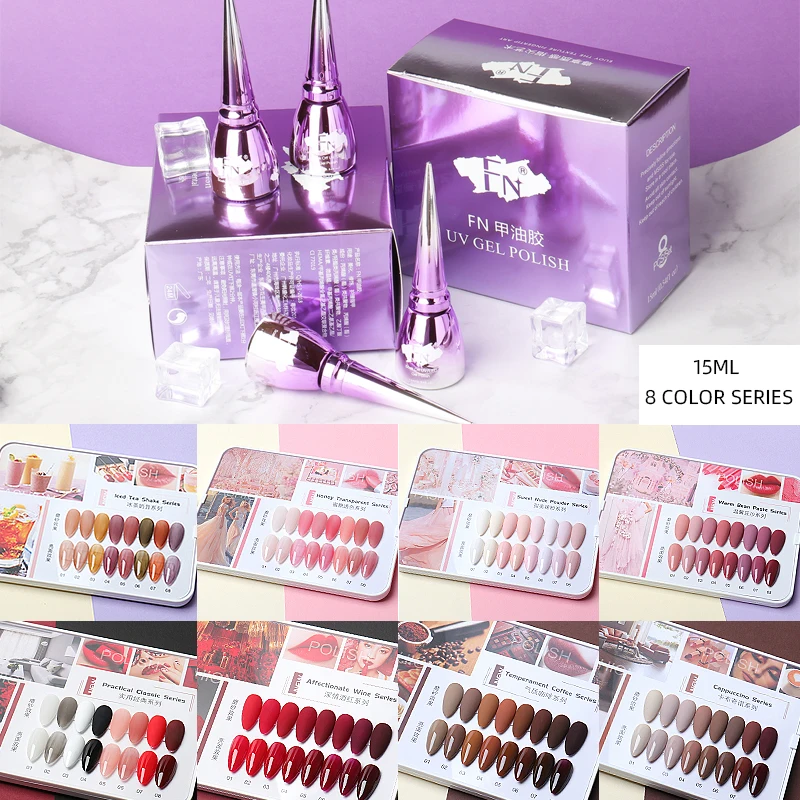 8pcs 15 ml UV lak na nechty 120 Color pre profesionálny nechtový umelecký salón polotrvánny vysoko kvalitný namáčajúci lak laku na nechty