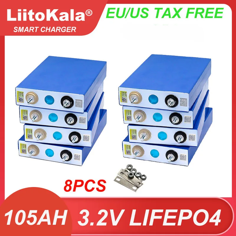 8pcs 3,2V 105AH LifePO4 batéria lítium železo Phospha DIY 4S 12V 24 V RV Motorické vozidlá Elektrické vozidlo Cestovné solárne batérie bez cla