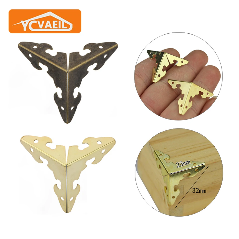 8pcs Antique Corner Protector Chránič šperkov na šperky Rohové zátvorky Kovové boxy Drevené puzdro Ochladenie dekoratívneho hardvéru
