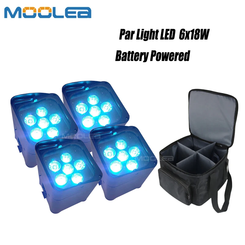 8pcs batéria Par na nabíjanie svetla 6x18w RGBWAUV LED Wireless Wireless PAR LED BAG DMX WIFI diaľkové ovládanie DJ PAR Zvukové svetlá