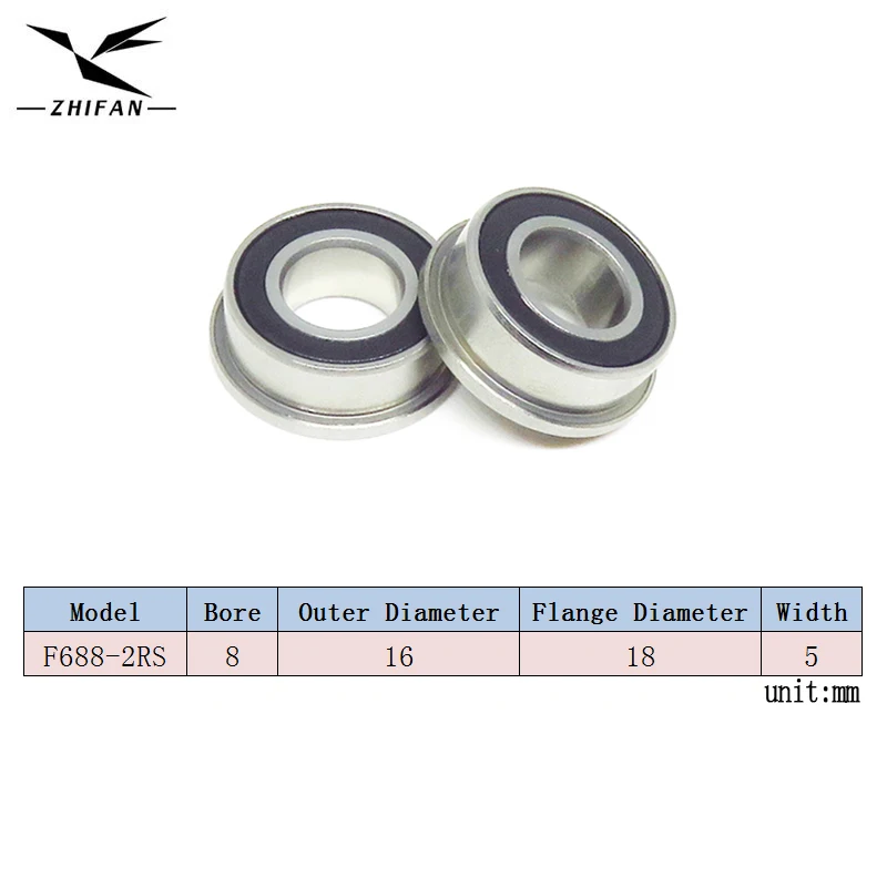 8pcs F688 2rs prírubové guľôčkové ložisko 8x16x5 f688rs prírubové guľové ložisko 8*16*5 688rs Deep Groove Ball Lese Fl688 DDU