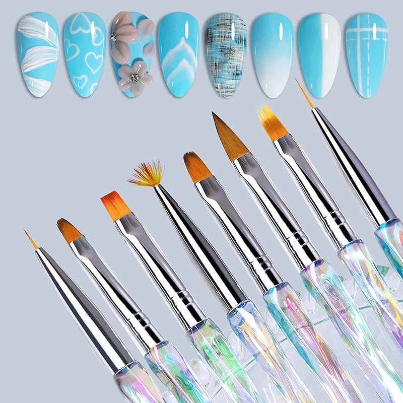 8pcs Gradient Art Art Brush Set - vysokokvalitný profesionálny manikúrny nástroj na ohromujúcu akrylovú symfonickú maľbu