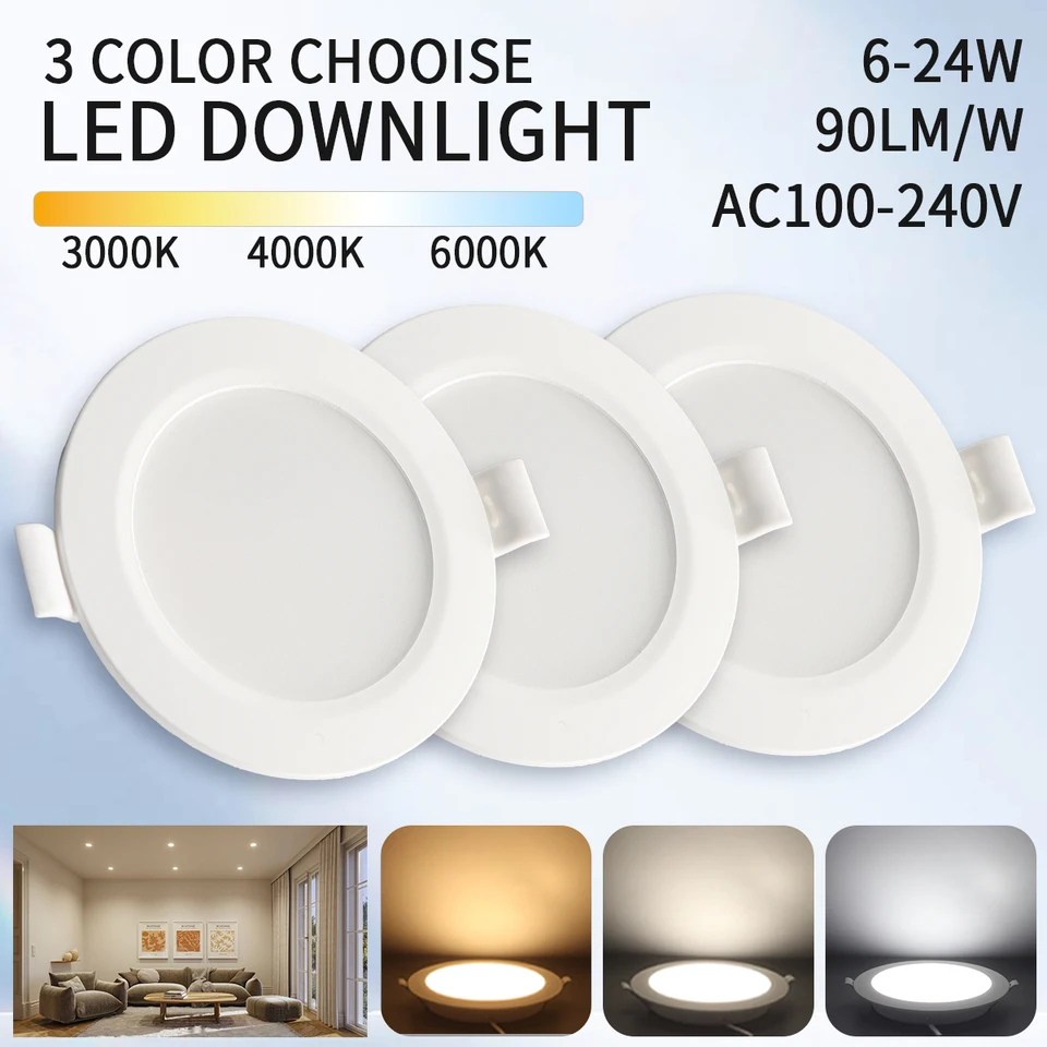 8pcs Nový LED Downlight Sky Lamp Ultra Thin Dark AC120V AC220V 6W-24W Super svetlé teplé biele svetlo vhodné na štúdium kuchyne