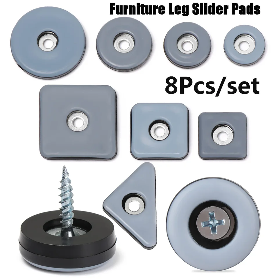 8pcs proti Abriasion podlahová podlahová podlaha so skrutkami na zahusťujúce posuvné podložky Easy Move Hard nábytok stolové základne ochranné nohy Hardware