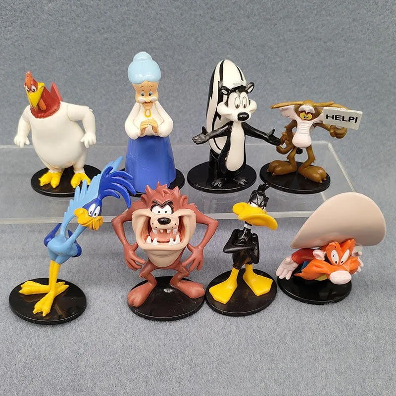 8pcs/set bugs bunny taz šteniatko Marvin wile e coyot sylveste yosemite Sam postava Postavateľná modelka darčeková hračka Zhromaždenie retro