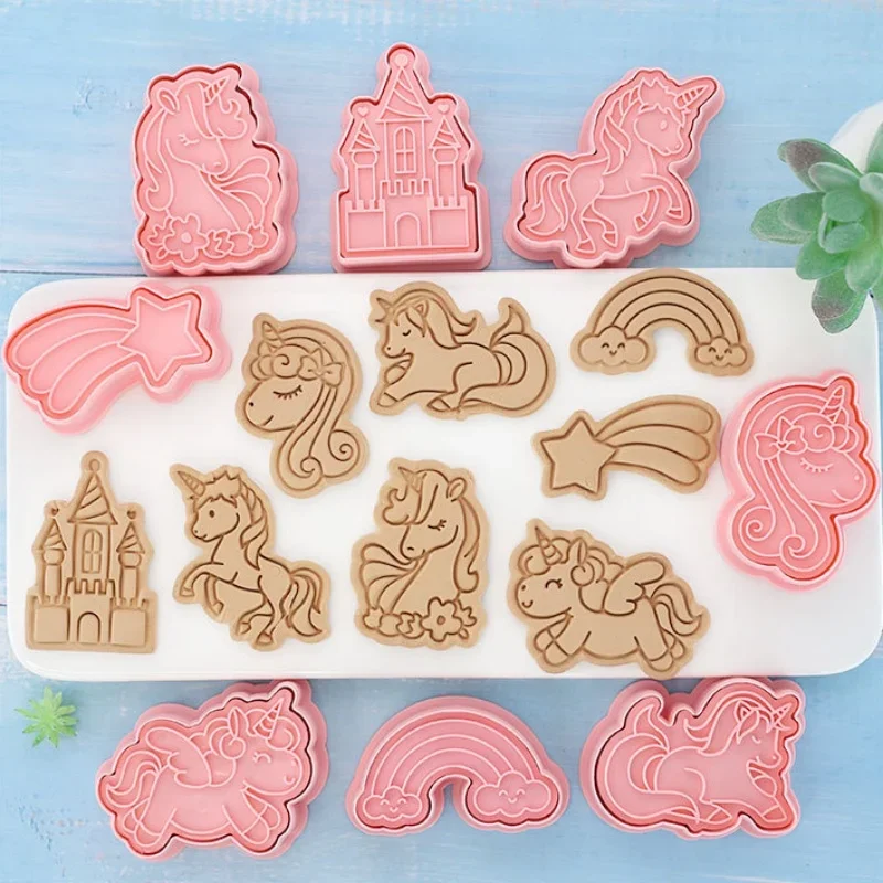 8pcs Set Cartoon Cookie Folds Animal Cookie Cutters DIY Tlačová tlač Šablóny sušienky tlačová pečiatka reliéf figúrky pečenie Nástroje
