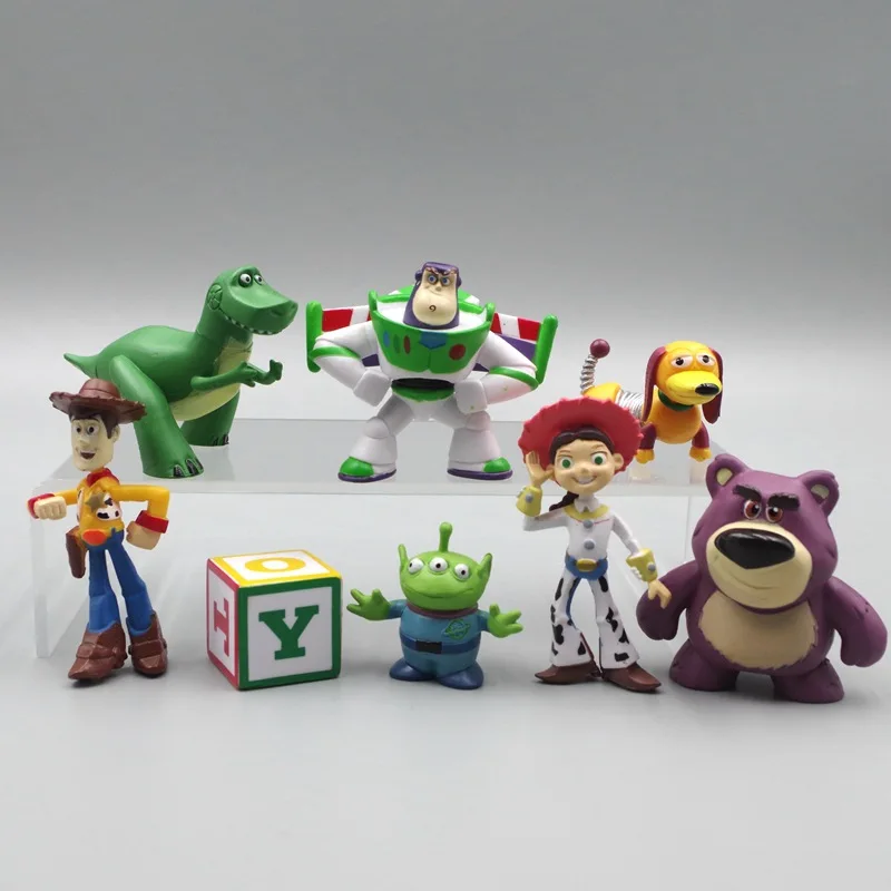 8pcs/set Disney Anime Toy Story 2-7cm Jessie Woody Buzz Lightyear PVC Action Figule Collective Model Hray Scene Cake Decotion