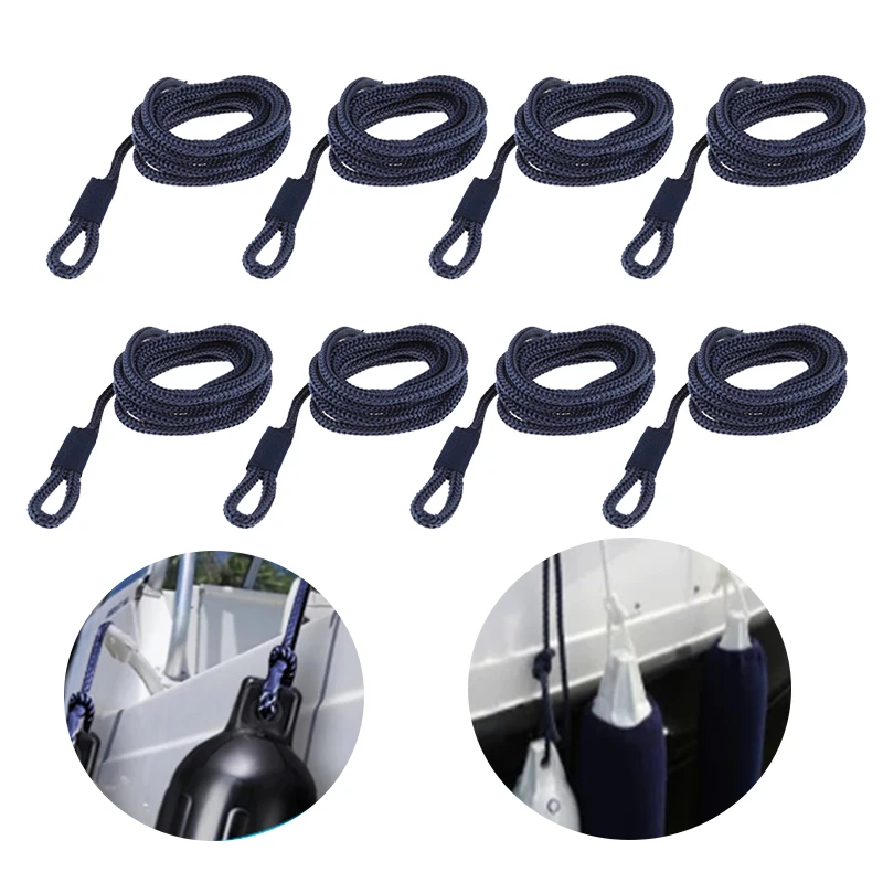 8pcs čln Fender Line 0,24 'Hrúbka 5 ft dvojité pletené blatníky Morine Mooring Line pre G0 01