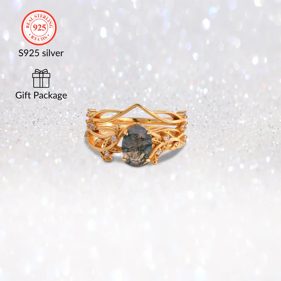8x6mm 925 Sterling Silver Natural 8*8mm Moss Agate Gemstone Rings Engage Birthday Darček darček pre šperky Party Svadba pre dievčatá