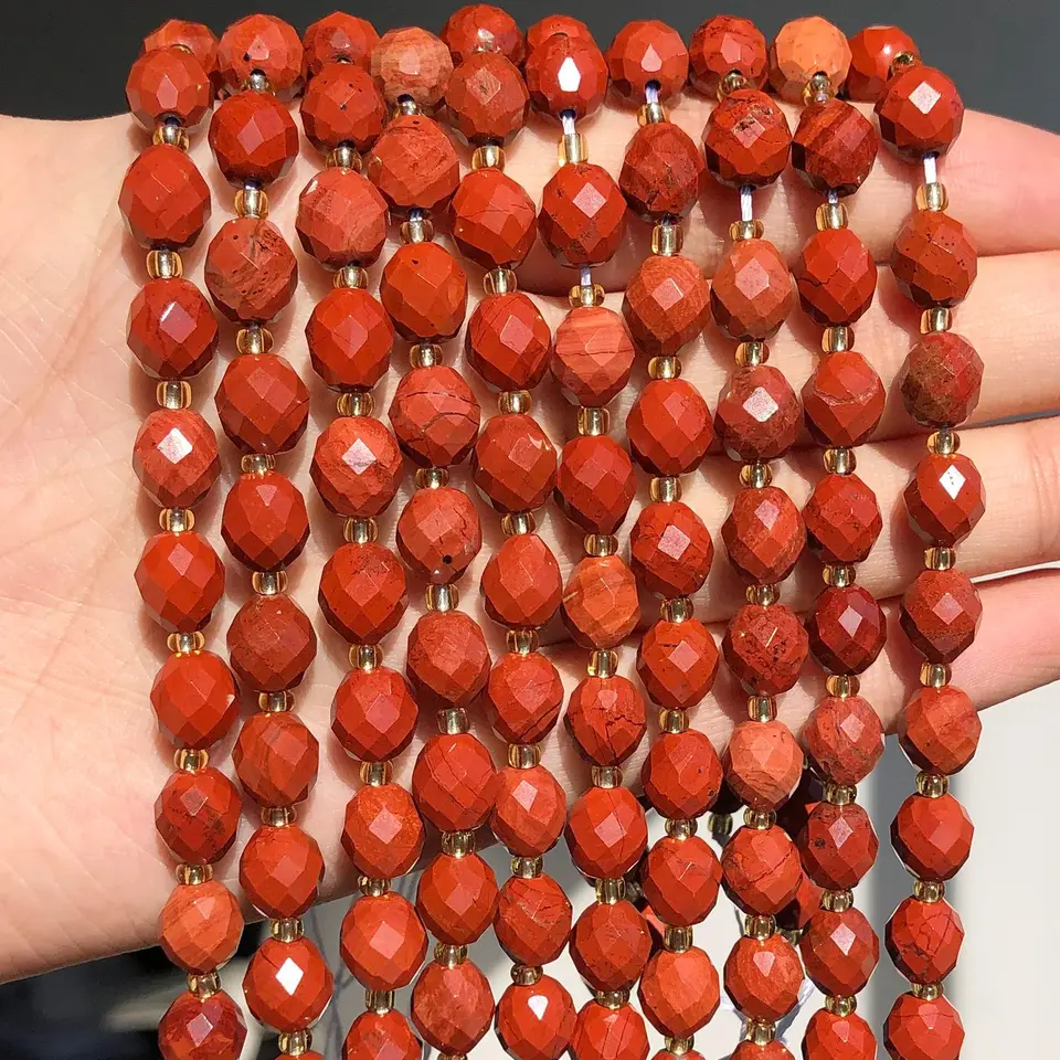 8x7mm AAA facetované oválne kamenné prírodné červené korálky Jasper Spacer pre šperky výroby náramkov