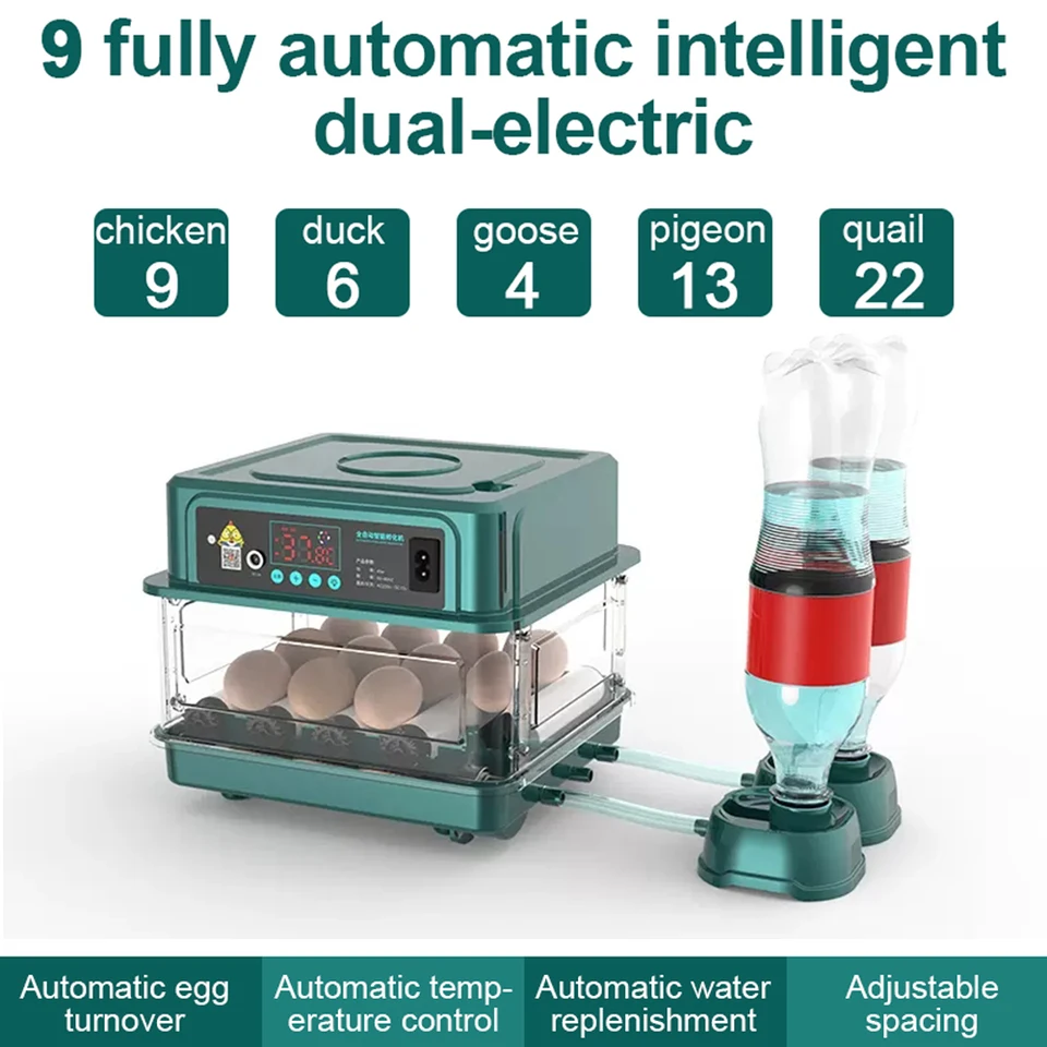 9/15 Vajcia Inkubátor Plne automatické otáčanie vyliahnutia farmár Farm Bird prepelice kuracie hydinové hydiny liaheň Turner inkubačný náradie