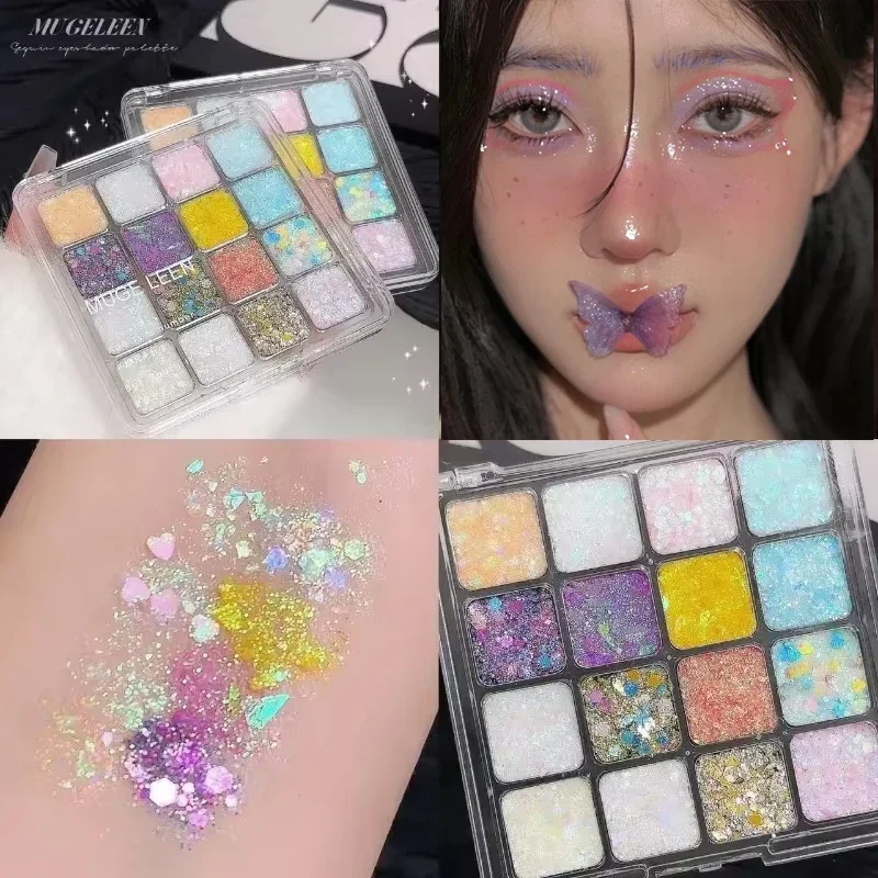 9/16-farebné trblietavé očné tiene Palette Motýfly dekorácie Diamond Diamond Trvalá Špeciálne lesklé oky Kozmetika Kórejského make-upu
