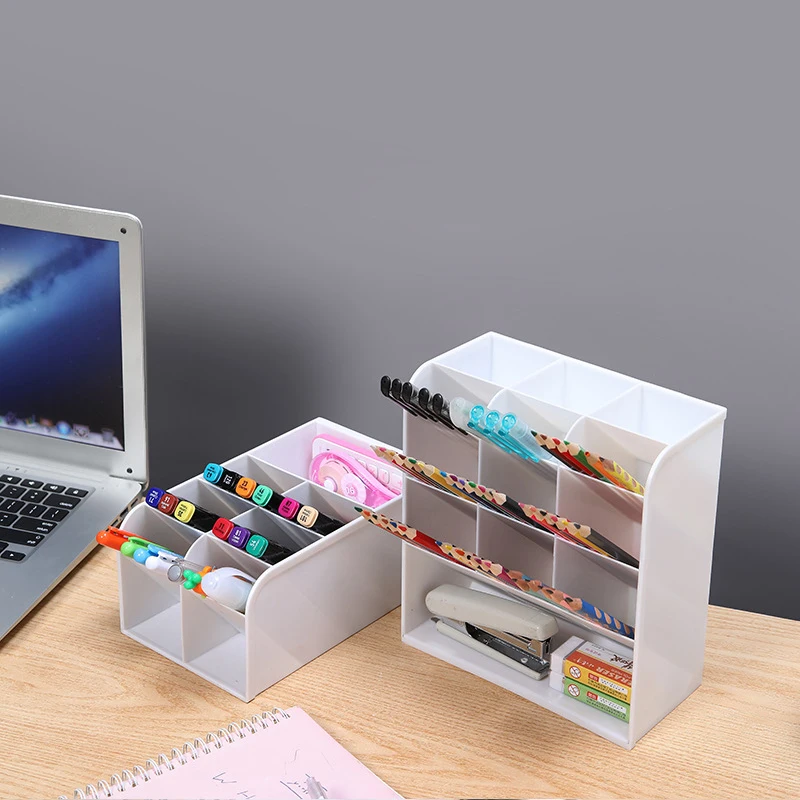 9/31Grids kreatívne šikmé vložku držiak pera Študentské stolné pero Pero Storage Storage Box Organizátor Organizátor Office Pen Držiteľ pero