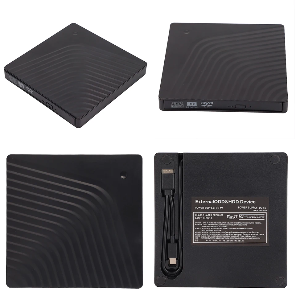 9,5/12,7 mm DVD DVD Drive Box Usb3.0 Typ C Optický jednotka Externá krytina DVD/CD/Optický disk pre prenosný počítač pre prenosný počítač
