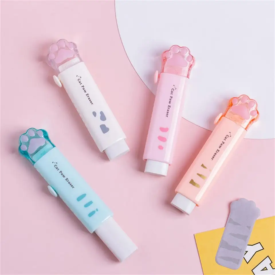 9.5 cm Subbing Gumbing Eraser Zatiahnuteľné odmeny Školské zásoby Push-Pull Cat Paw Roztomilé gumy