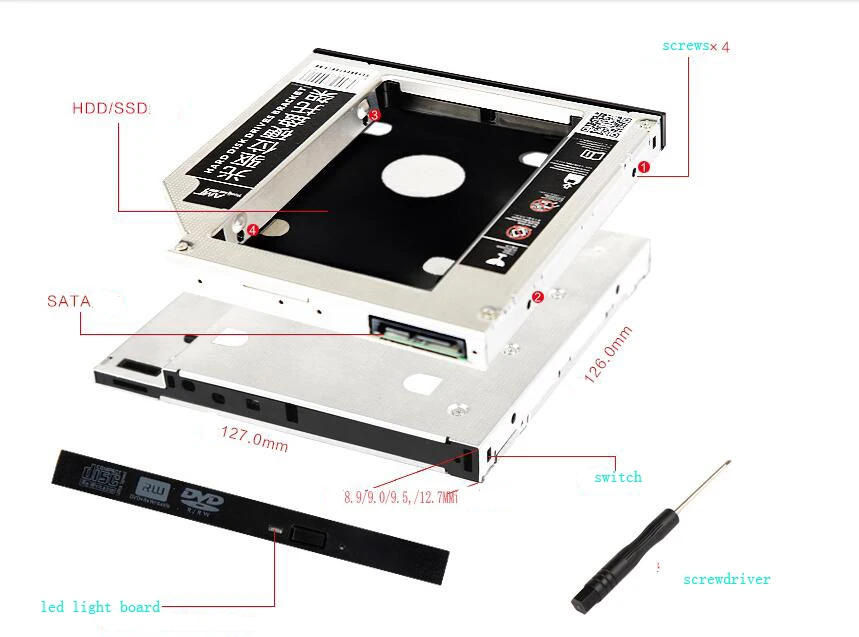 9,5 mm SATA HDD SSD Disk Disk Caddy/Držiak pre Lenovo ThinkPad E570 E575 (20H8) Edge E550C (20E0)