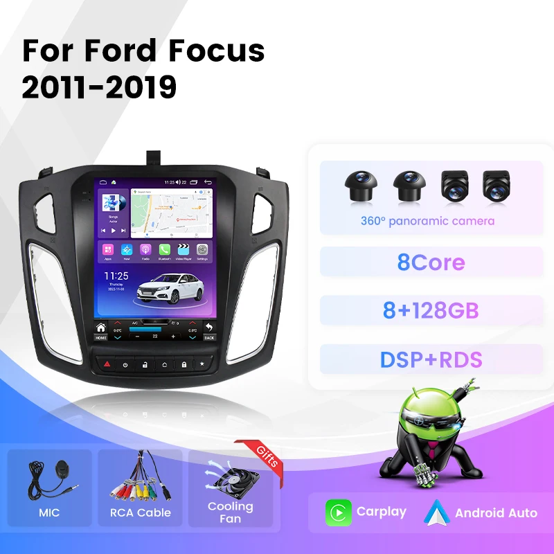 9,7 palca Android Car Radio pre Ford Focus 3 MK3 Salon 2012 - 2018 pre Tesla Style 4G Wireless CarPlay Multimedia Player GPS 2DIN