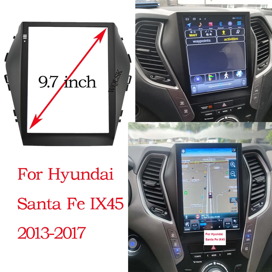 9,7 palca auto Fascia Radio Panel DVD Panel Dash Kit nainštalujte rámec adaptérového rámu rámu pre Hyundai Santa Fe IX45 2013-2017