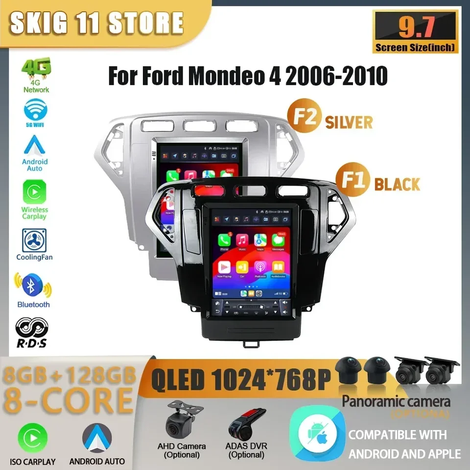 9,7 palca pre Ford Mondeo 4 2006-2010 Android 14 Wireless Carplay Car Radio Multimedia 4G GPS CarPlay Screen Autoradio Navigation