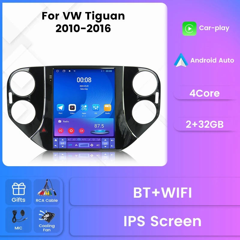9,7 palca vertikálna dotyková obrazovka Tesla CarPlay Android Auto Multimedia Audio Player GPS pre VW Volkswagen Tiguan 2010 - 2016