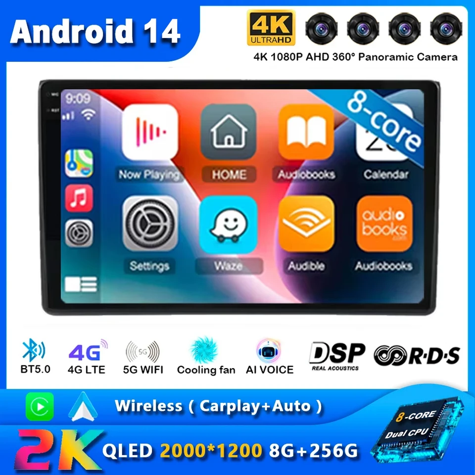9 Android 14 Car pre Audi A4 II 2 B6 III 3 B7 2000-2009 S4 2002-2008 RS4 2005-2009 2DIN Multimedia 4G Auto Carplay Stereo