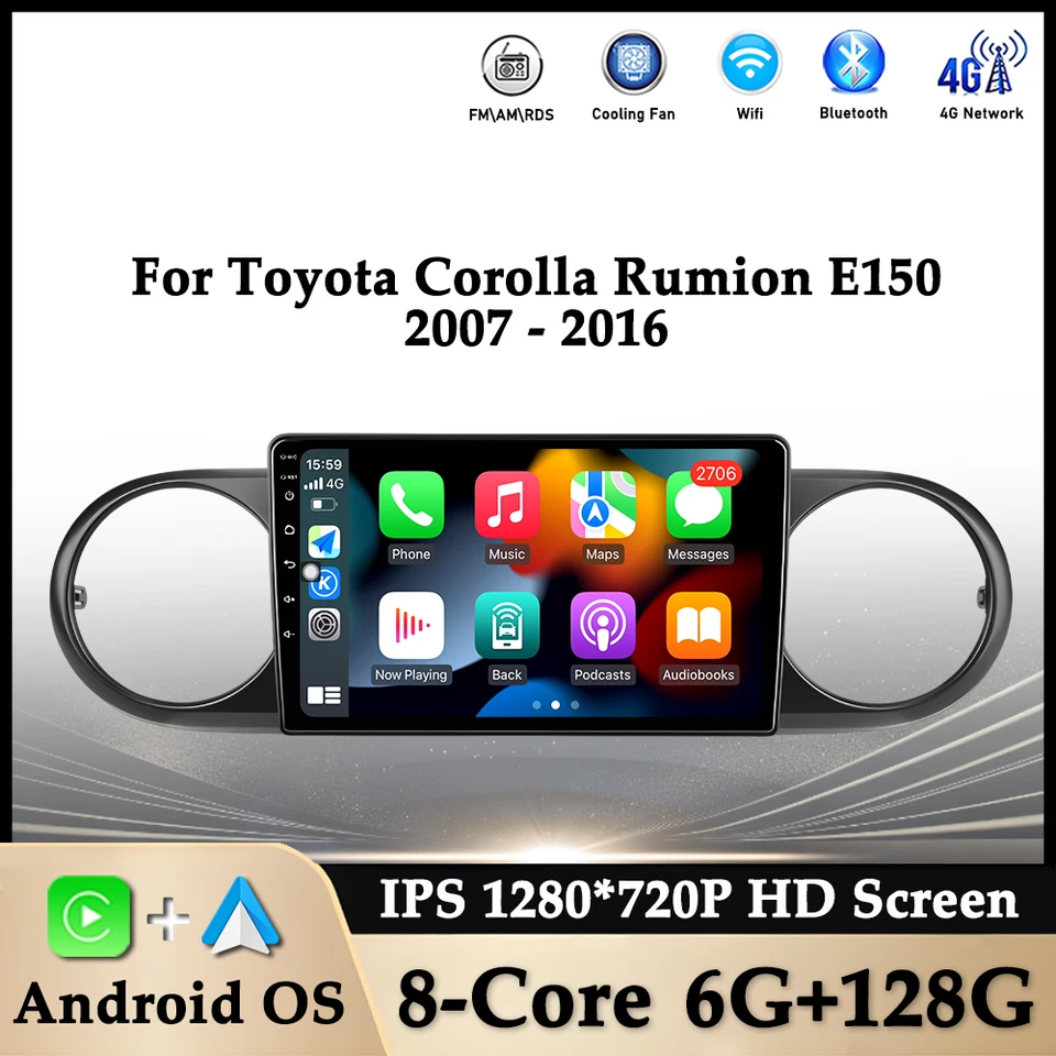 9 '' Android OS pre Toyota Corolla Rumion E150 2007 - 2016 CAR Radio Multimedia Player GPS Navi Wireless CarPlay WiFi DSP Stereo