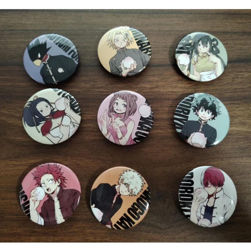 9 anime odznaky 4,5 cm midoriya izuku todoroki broke bakugou katsuki všetko ·