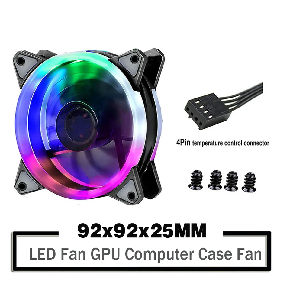 9 cm 92 mm LED ventilátor 90 mm 4pin 3pin 3pin PC Desktop Coys Cool Cool Cooke ventilátor 12V 9225 92x92x25mm GPU CPU CPU COOLER Dvojité Halo Halo Light