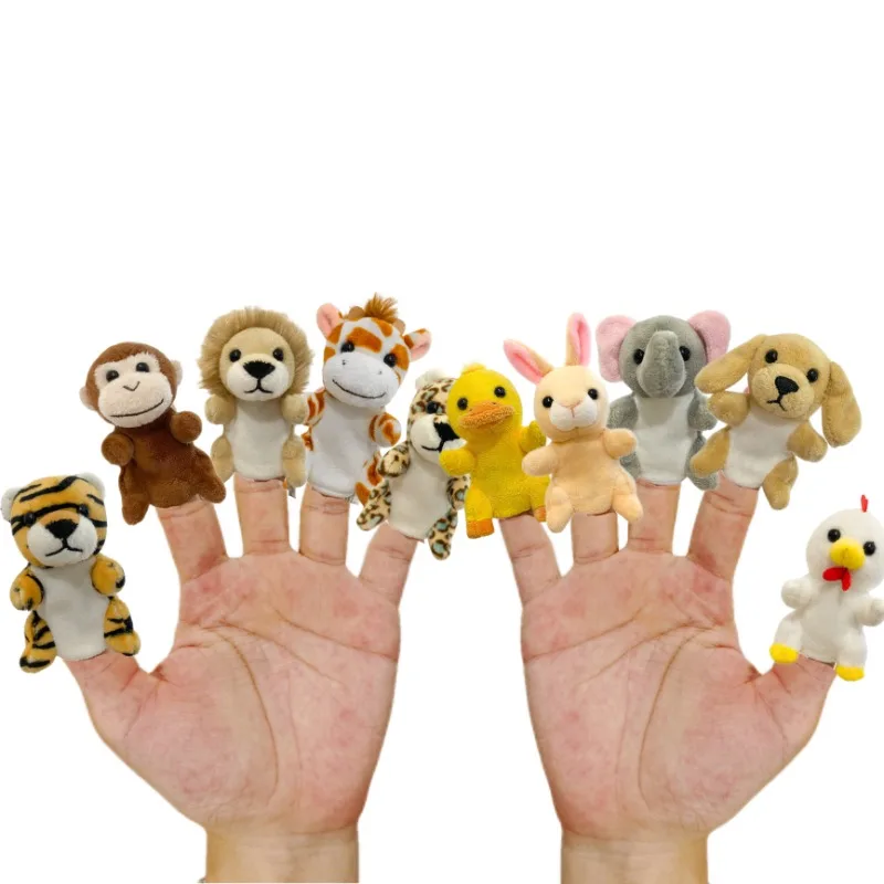 9 cm kawaii džungľa a farmárske zvierací ruky bupky Plyšové hračky Vycpené zvieracie bábiky Vzdelávacie bábky pre príbehy