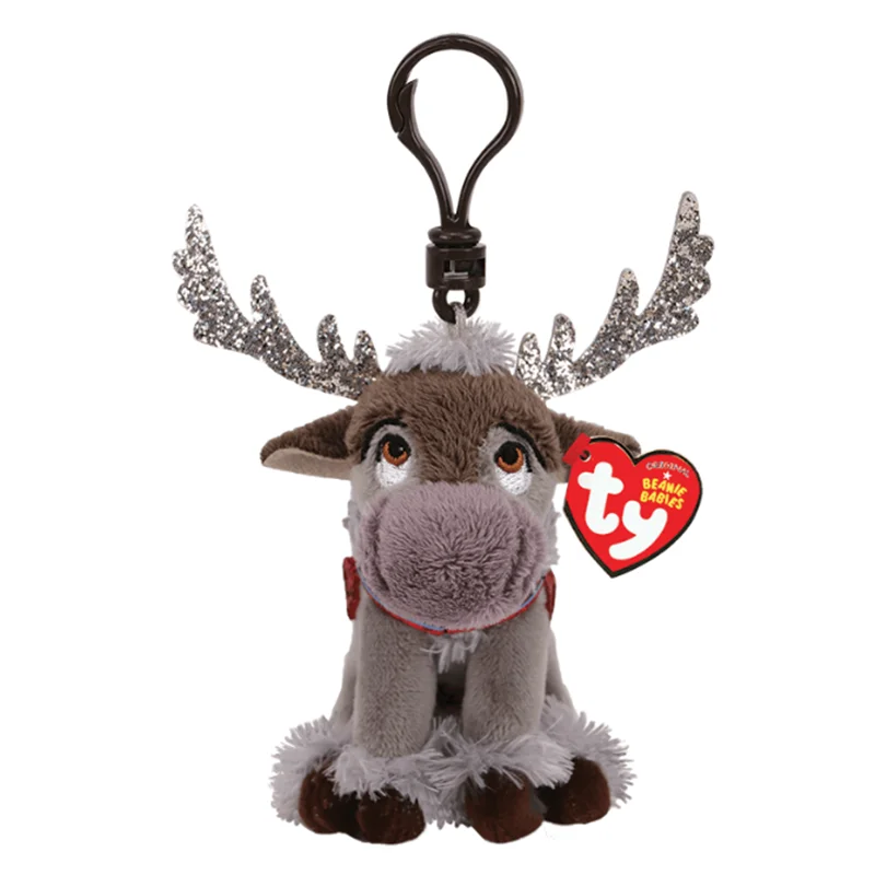 9 cm ty beanie veľké oči Malé prívesok Keychain Clips Mini plnené plyšové zvieratá Zvieratá bábika Gray Reindeer Detské darčeky