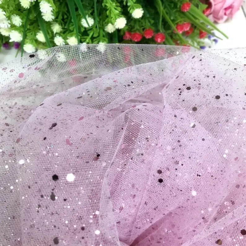 9 farieb trblietavých tlačených strieborných flitru Polka Dot Lace Lace Flowin Flotčku Tylová látka pre šaty Tutu, šaty, 1 yardy