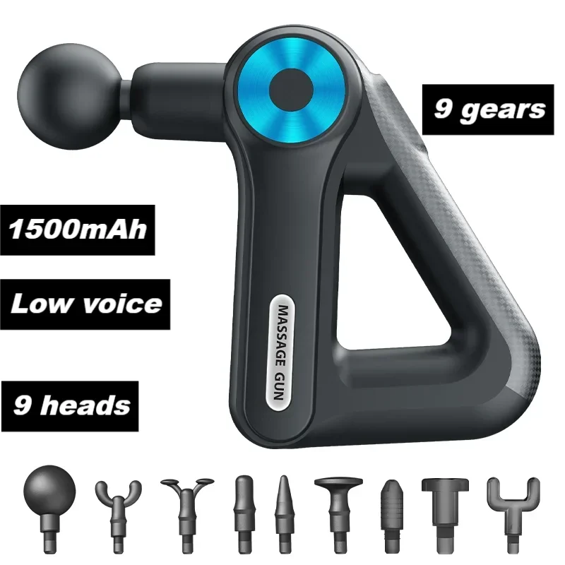 9 hláv 9 prevodových stupňov Professinal Bally Total Fitness Massage Gun Small Golden Triangle dlhý pohotovostný pohotovostný masáž masážny pištoľ