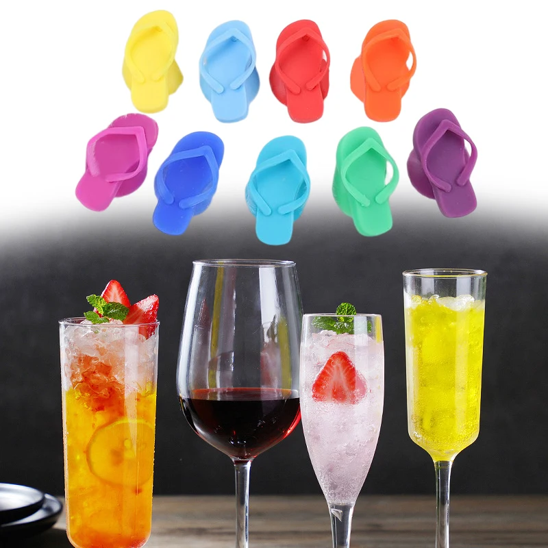 9 koks/set Creative Slipper Wine Glass Marker Silikone Sticker Party Koktail Pitie