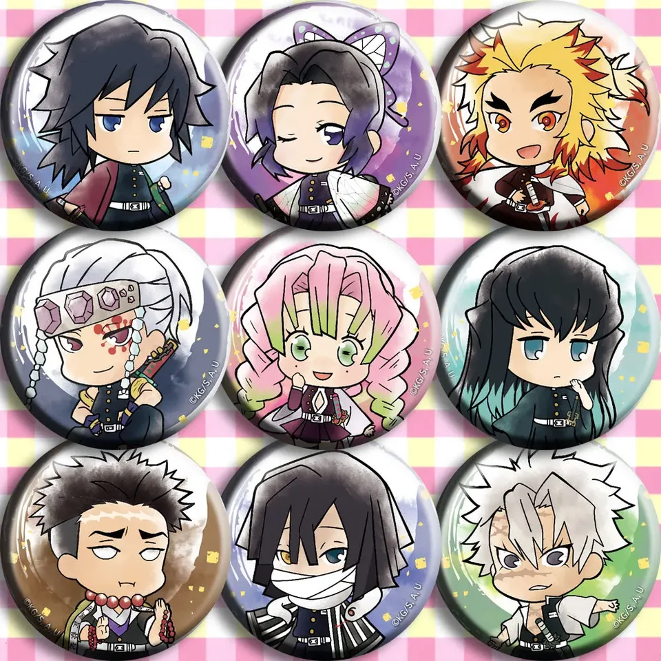 9 ks/veľa anime kolíky Démon Slayer Kimetsu no Yaiba Badge Tanjirou Nezuko Zenitsu Inosuke Giyuu Muzan Badge Toy Badge Toy Broot Model Doll Doll